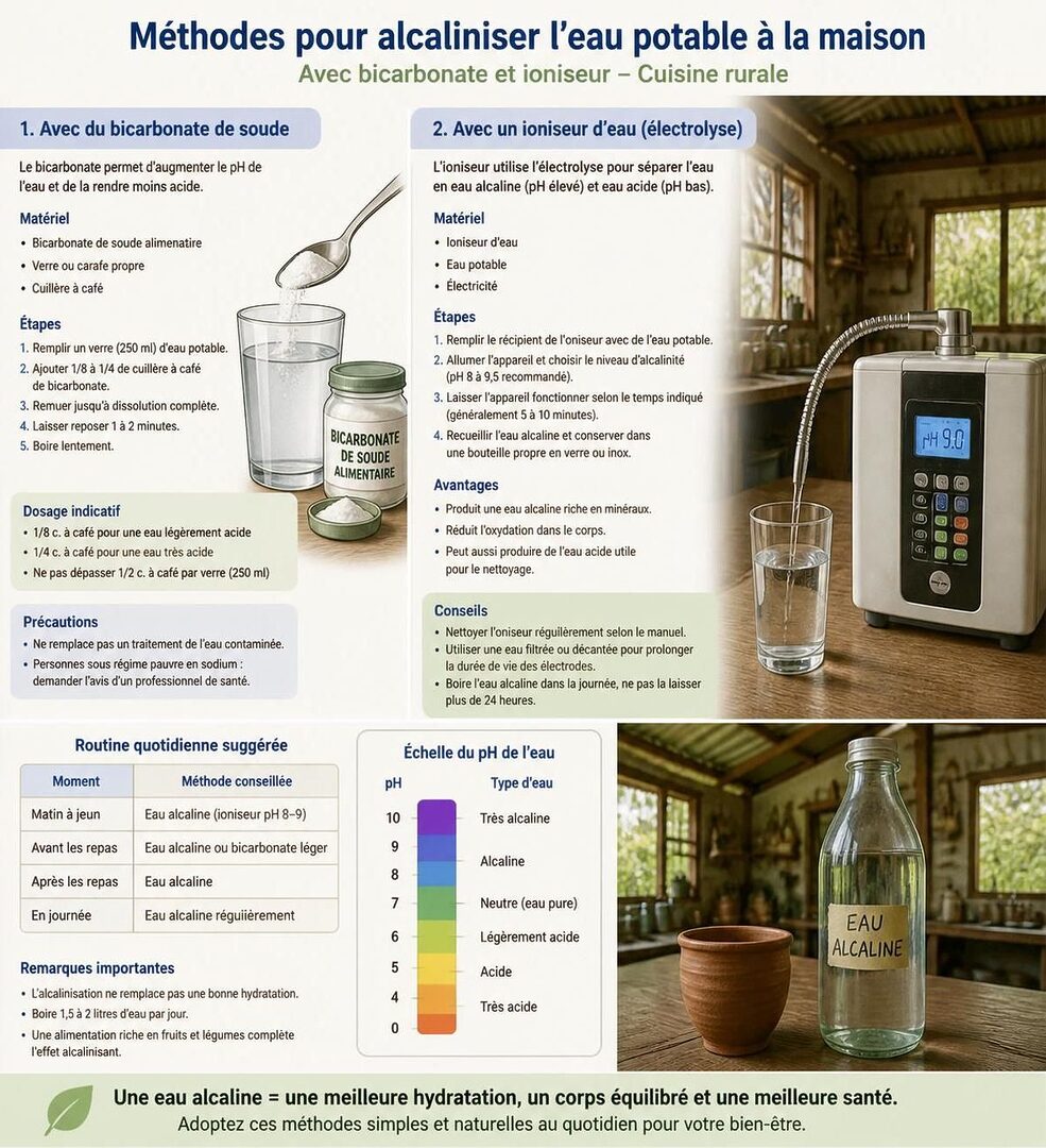 découvrez comment alcaliniser l'eau chez vous facilement pour améliorer votre santé au quotidien grâce à des méthodes simples et naturelles.
