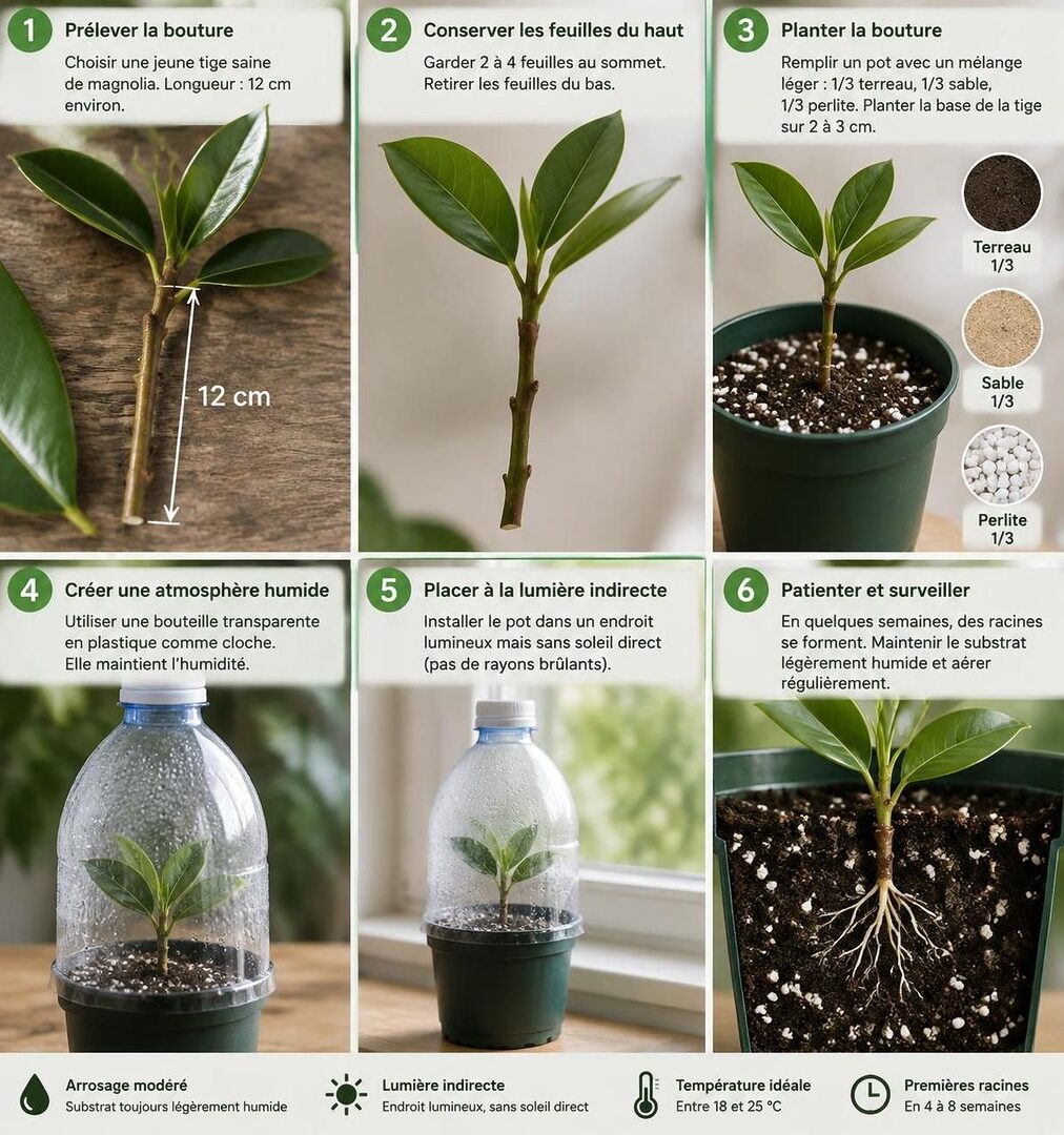 découvrez comment réussir facilement la bouture de magnolia chez vous : période idéale, étapes de prélèvement et conseils pour favoriser l’enracinement.